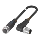 Balluff Cordset, M12 female 0deg A-code 5-pin / M12 male 90deg A-code 4-pin, 0.3m Balluff